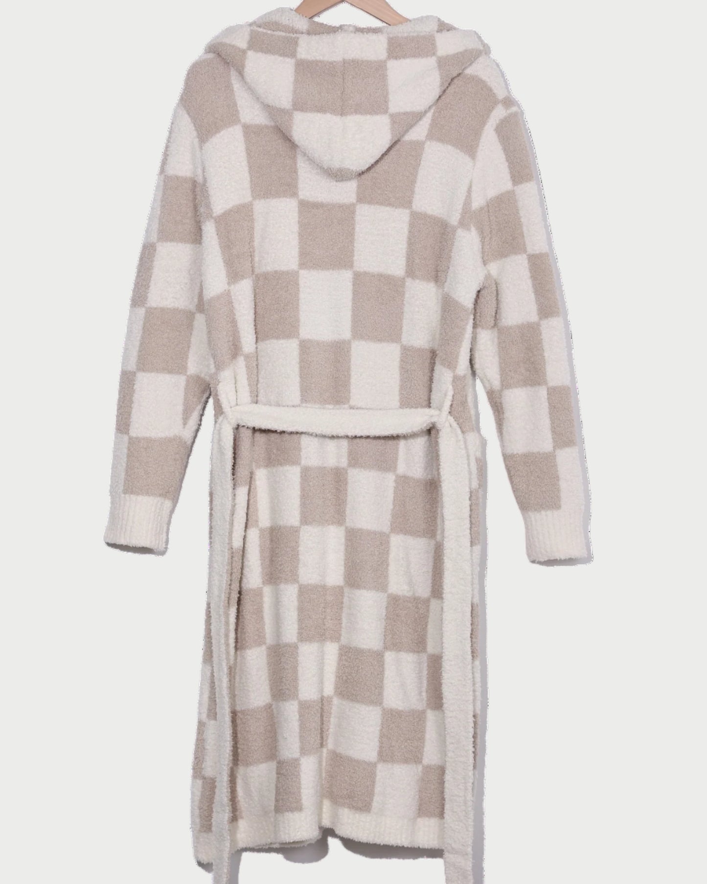 Checkered robe with hood on a white background