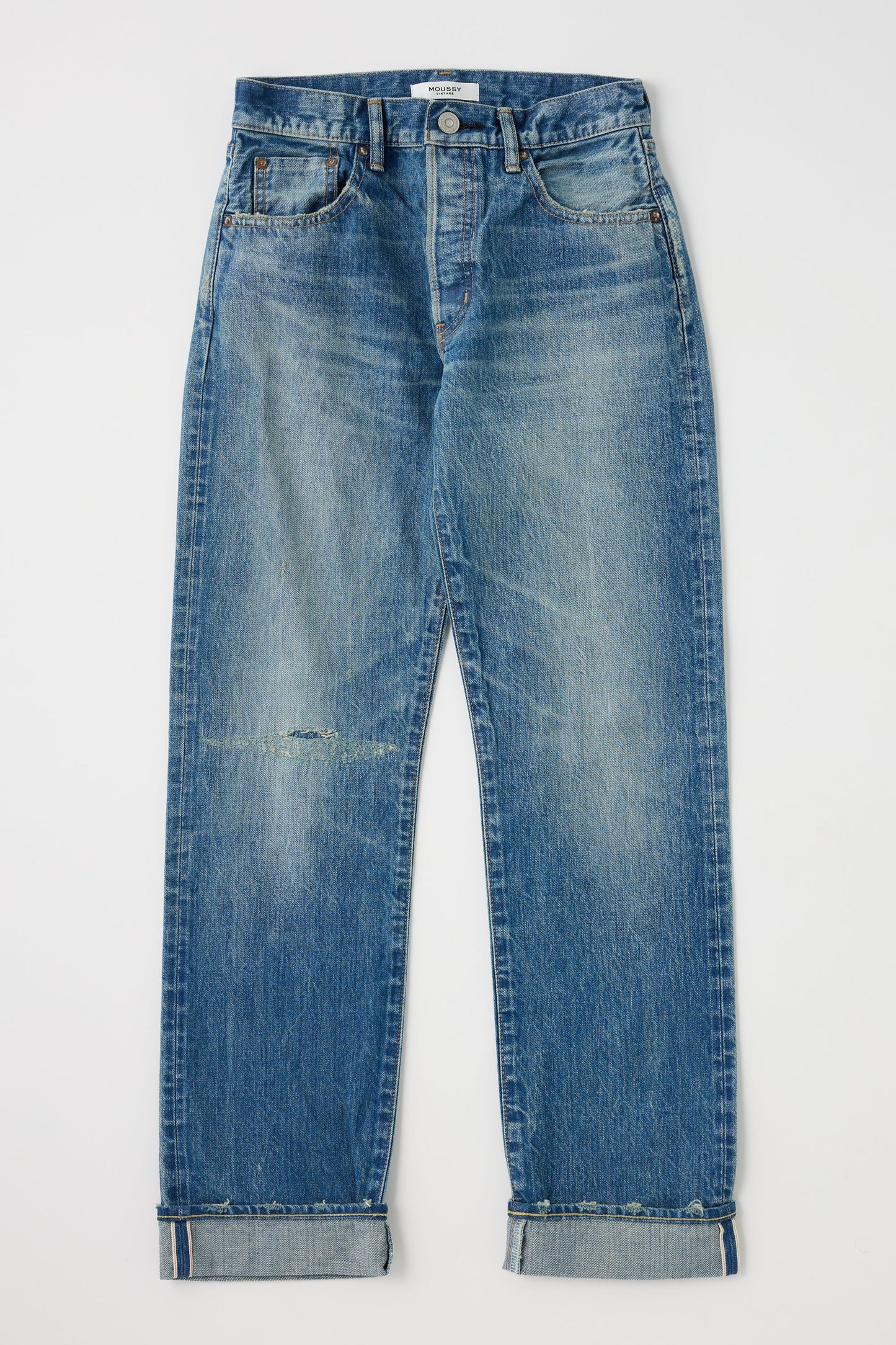 Blue jeans on a white background