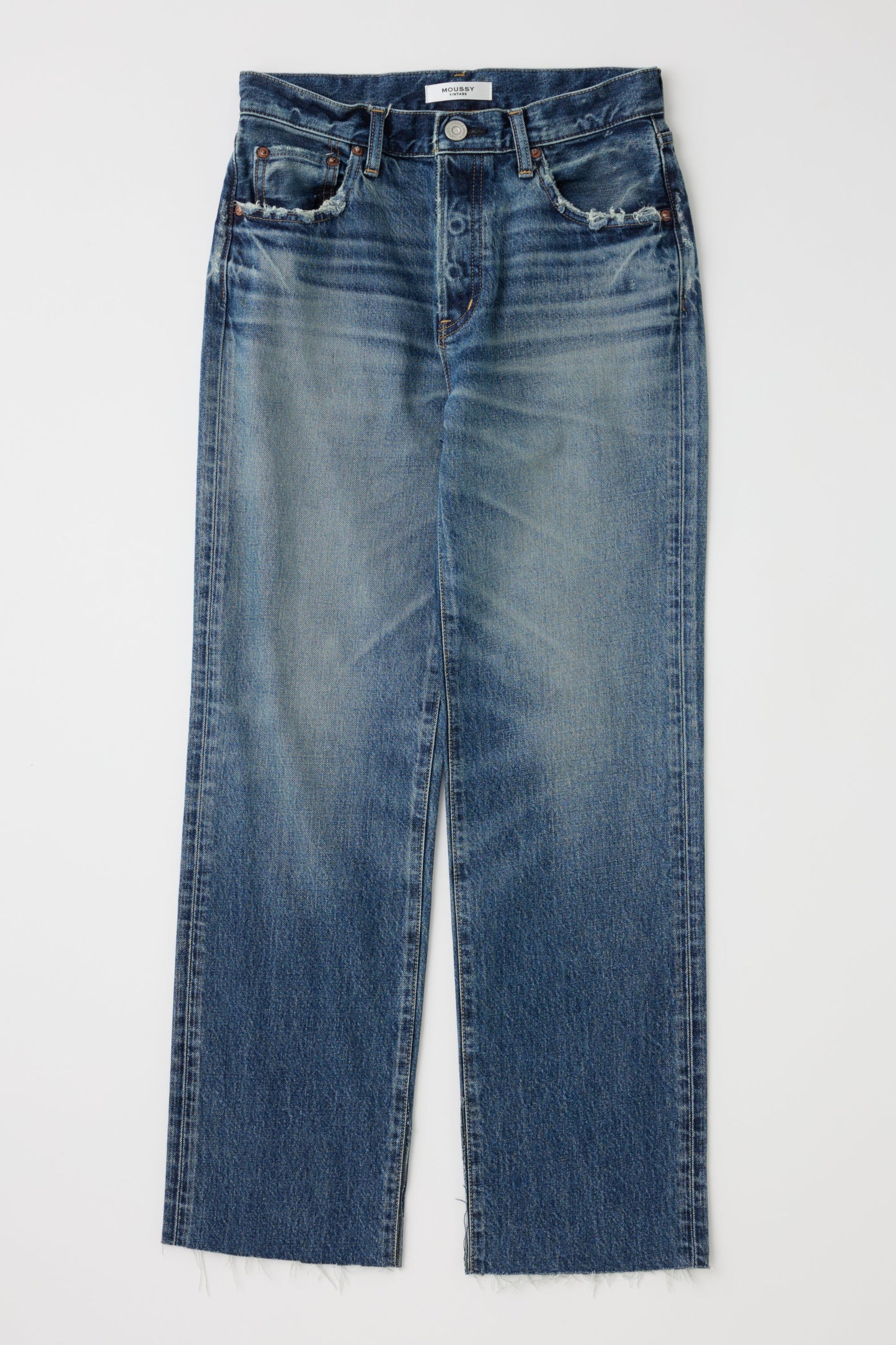 Pair of blue jeans on a white background