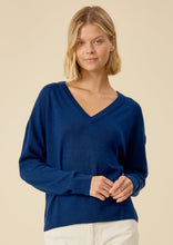 Load image into Gallery viewer, Blue Sloane Linen Vneck, available at west2westport.com