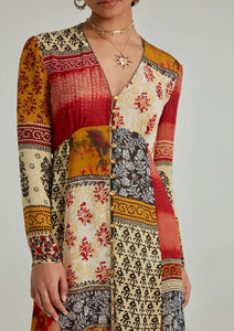 Up-close of the pattern on the Saloni Harper Dress - WEST2WESTPORT.com