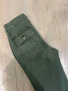 Back pocket of the green FRAME Utility pant, available at west2westport.com