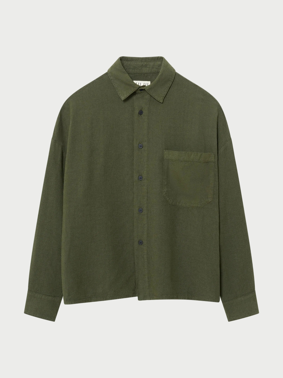 Green shirt with a pocket on a white background