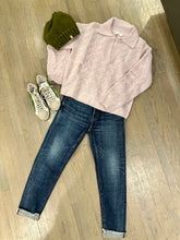 Load image into Gallery viewer, One Grey Day cashmere polo and Moussy jeans at west2westport.com