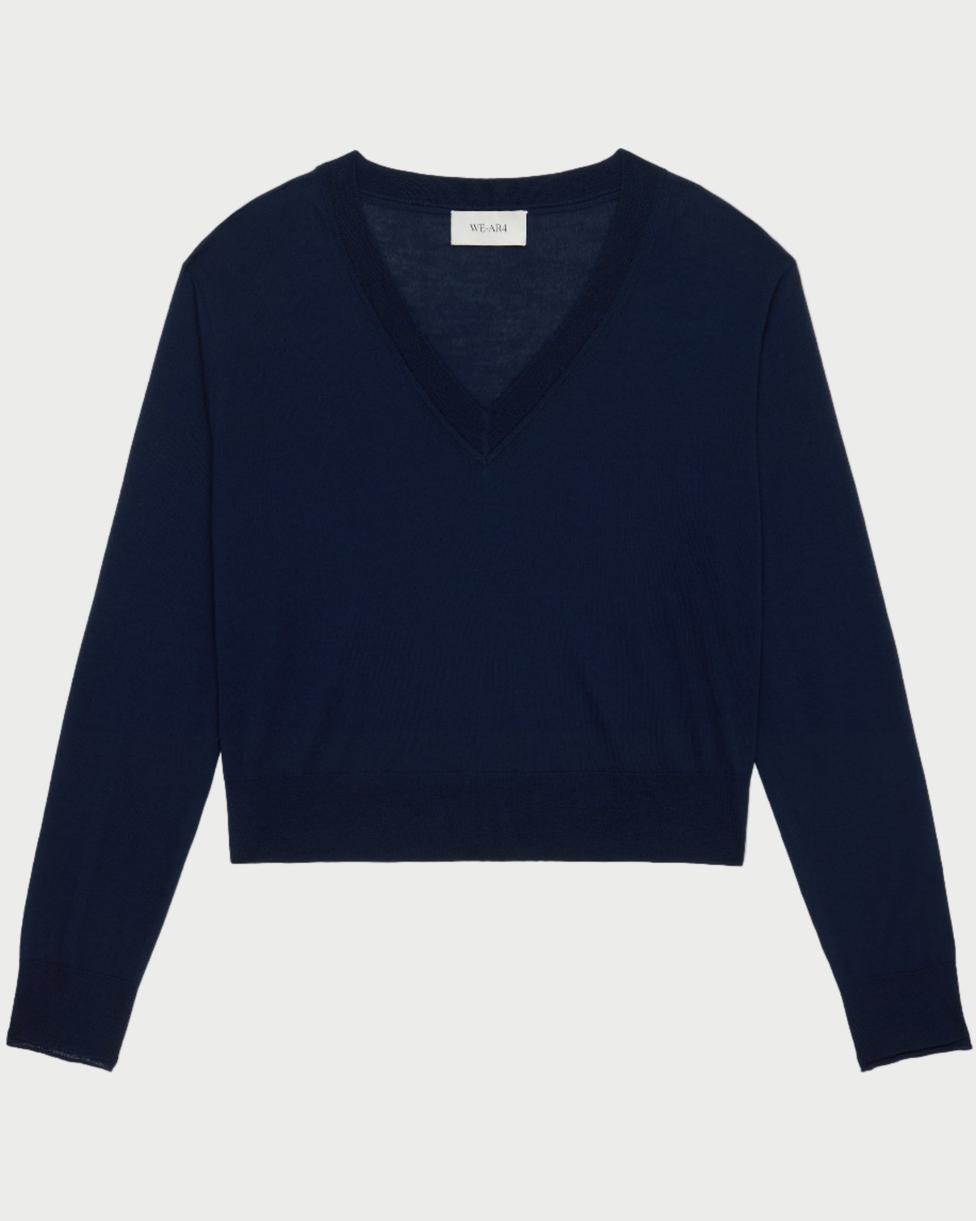 Navy blue sweater on a white background
