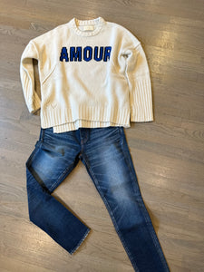 moussy clean dark wash jeans and zadig & voltaire oversized sweater at westport ct women's boutique WEST and online at west2westport.com