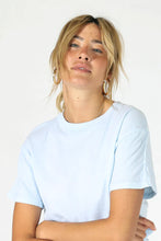 Load image into Gallery viewer, Sky Blue Perfect White Tee, available at west2westport.com