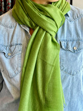 Load image into Gallery viewer, Meg Cohen featherweight cashmere scarf in moss at west2westport.com