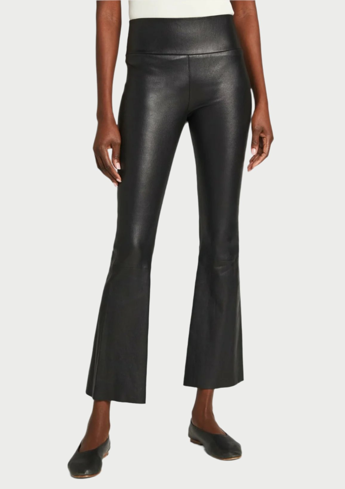 Leather Crop Flare Pants – - Main Image