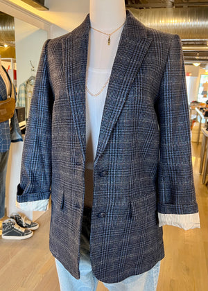 Plaid blue blazer, available at west2westport.com