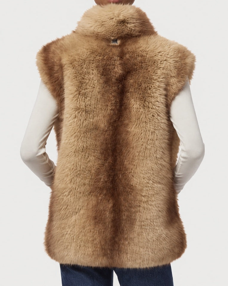 Back view of APPARIS Laila Vest in Blonde Mink