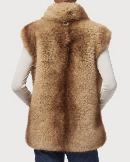 Back view of APPARIS Laila Vest in Blonde Mink