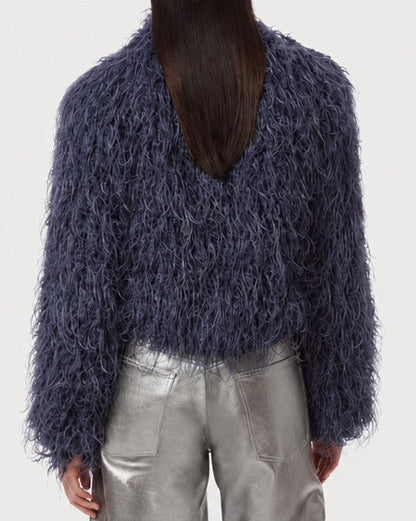 Back view of APPARIS Ginette Jacket in Steel Blue