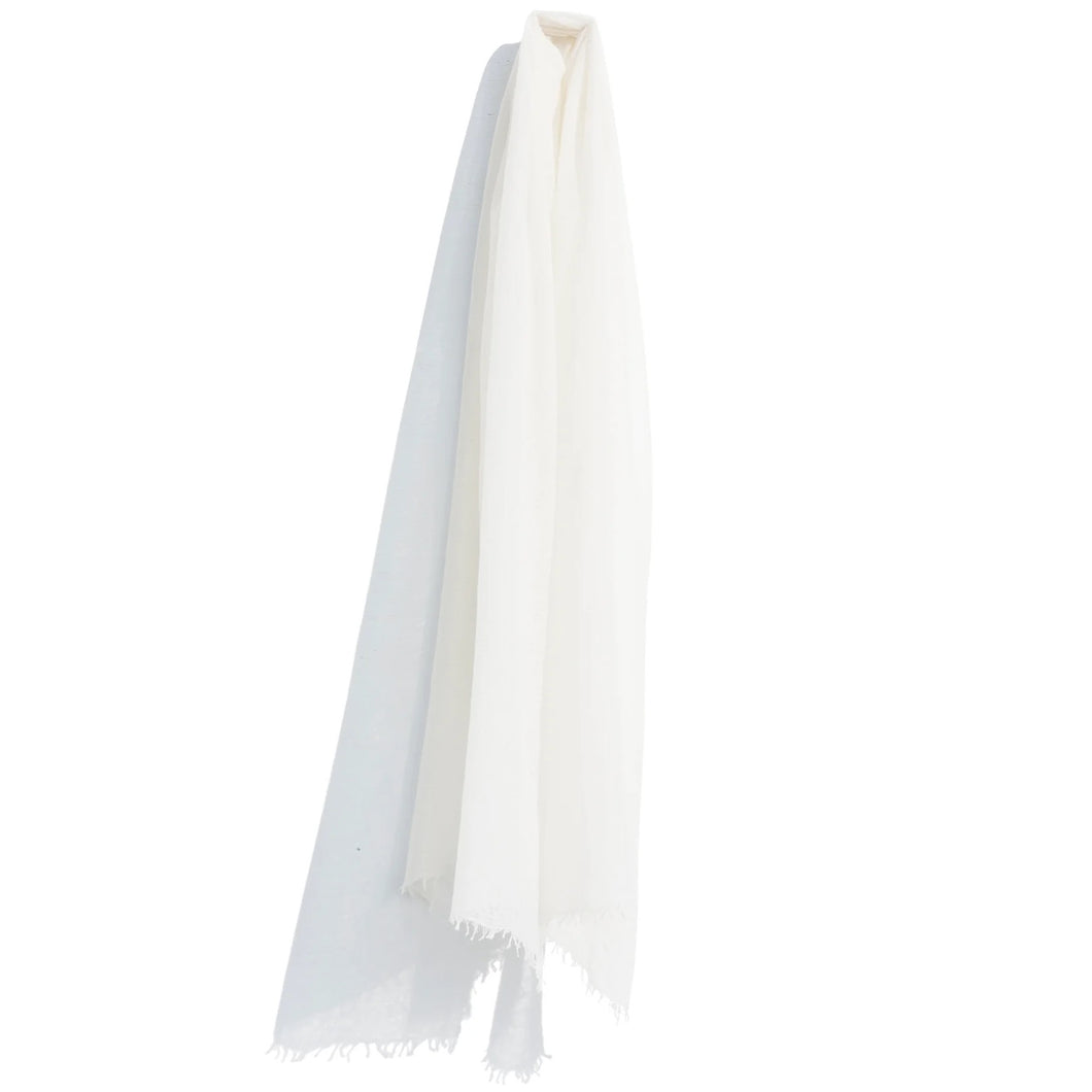 the softest sheerest cashmere scarf in the perfect shade of Ivory at west2westport.com