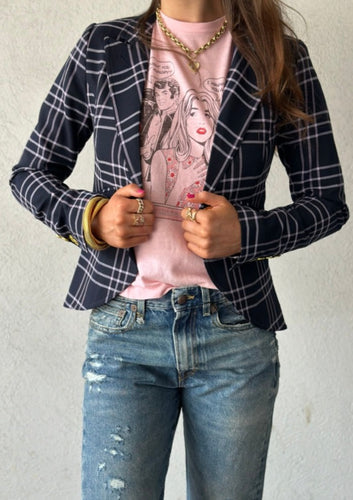 One button smythe blazer and re/done tee, all available at west2westport.com