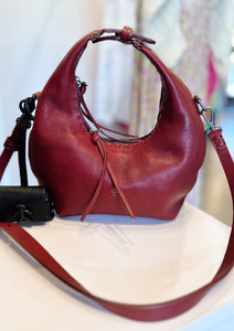 Henry Beguelin Bag in burgundy with airpod case, available at westwestport.com