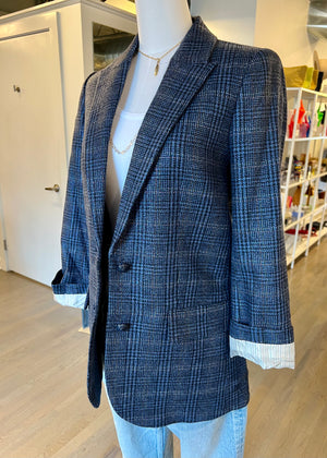 
            
                Load image into Gallery viewer, Sparkle plaid blazer, available at west2westport.com
            
        