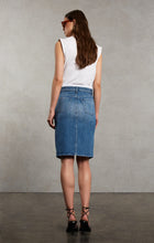 Load image into Gallery viewer, high rise knee length denim skirt at west2westport.com