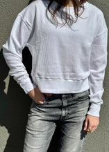 Load image into Gallery viewer, White Kendall Waffle Crewneck, available at west2westport.ocom
