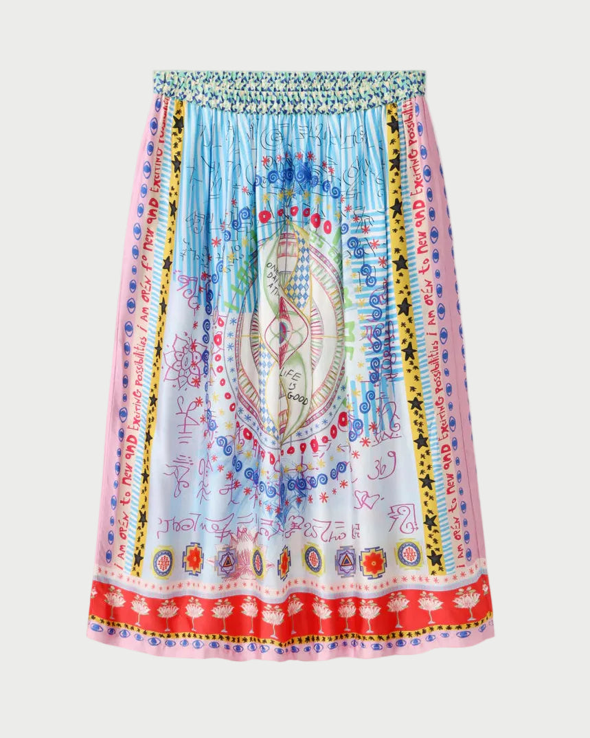 Colorful patterned skirt on a white background