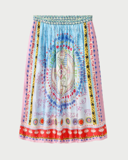 Colorful patterned skirt on a white background