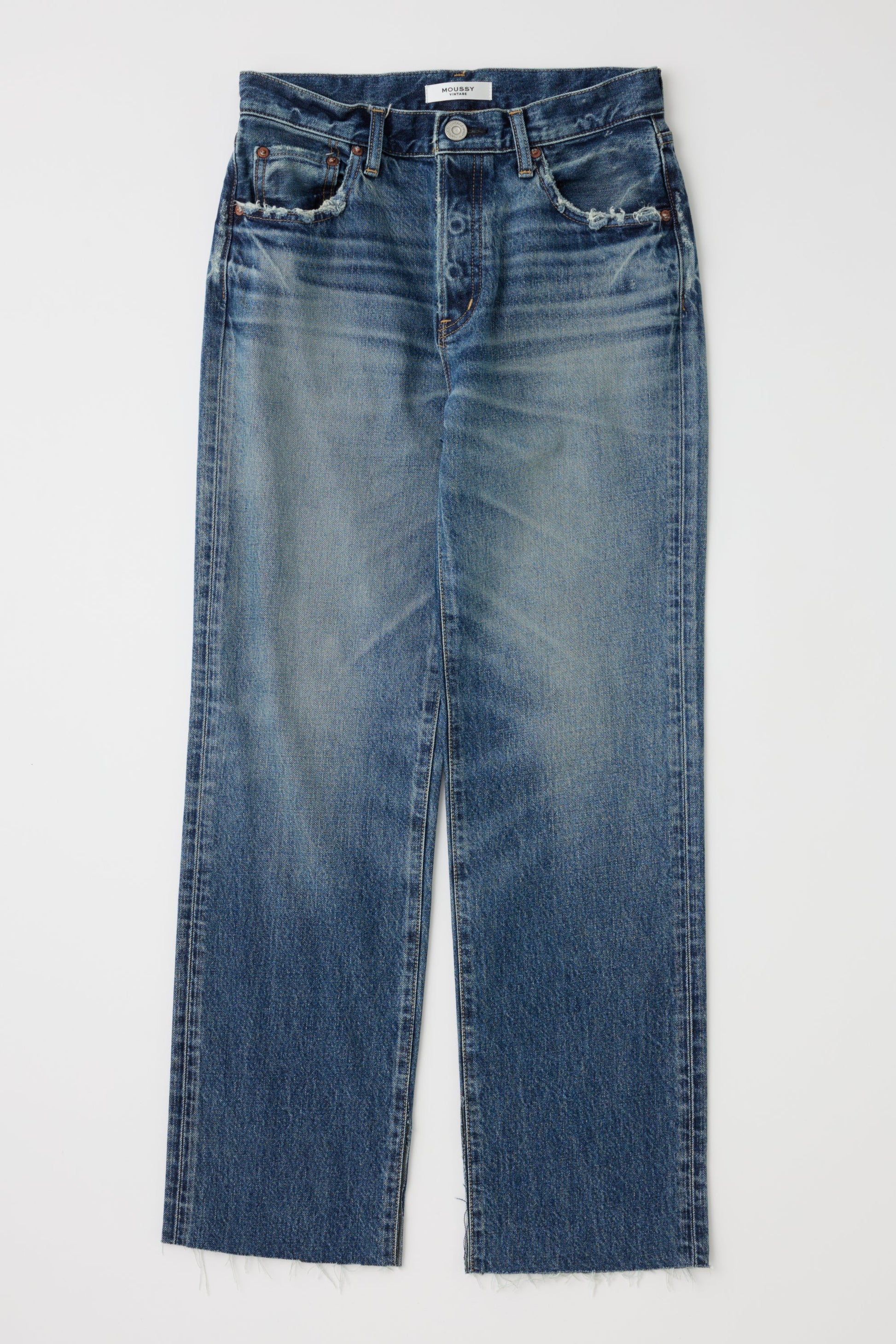 Pair of blue jeans on a white background