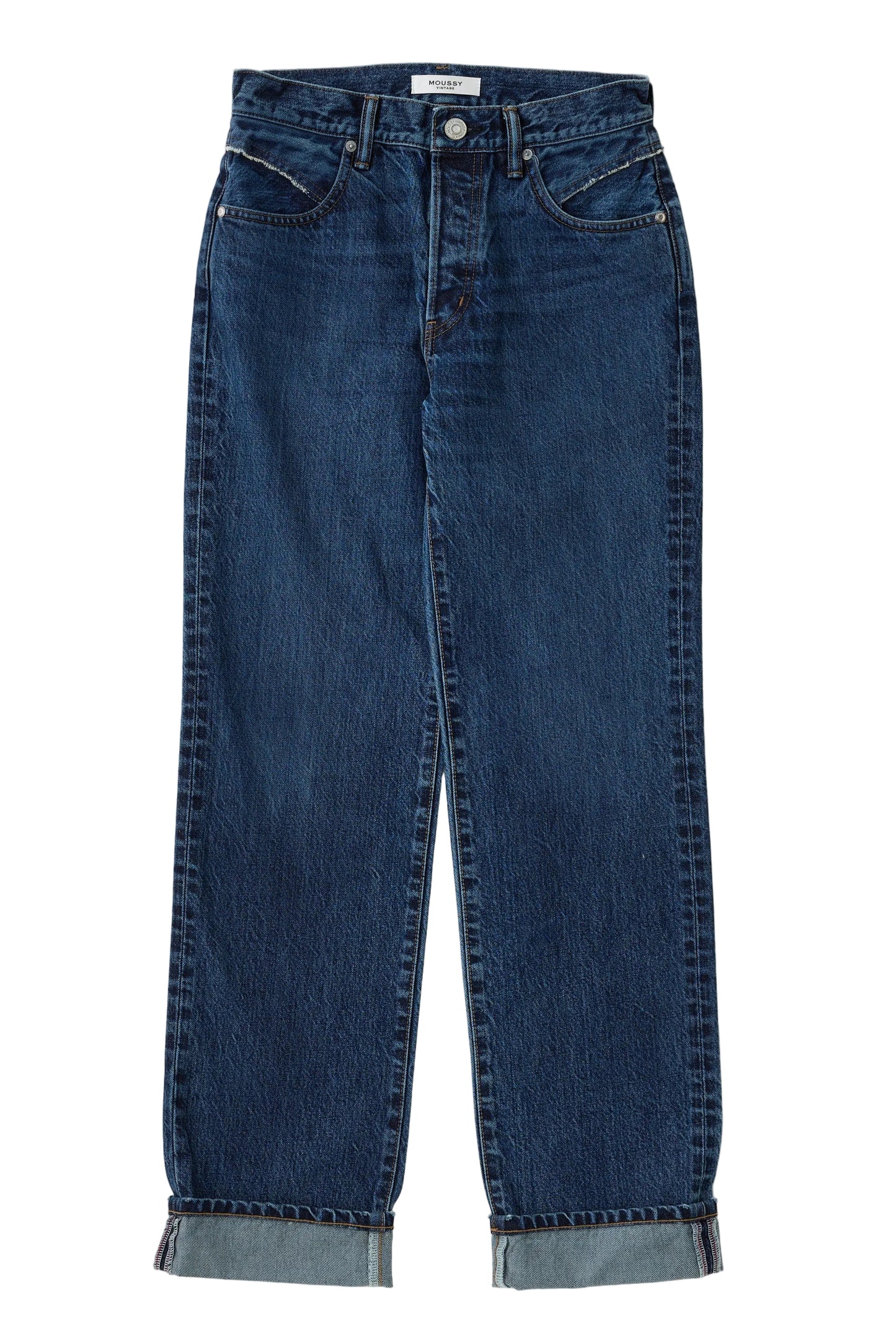 Pair of blue jeans on a white background