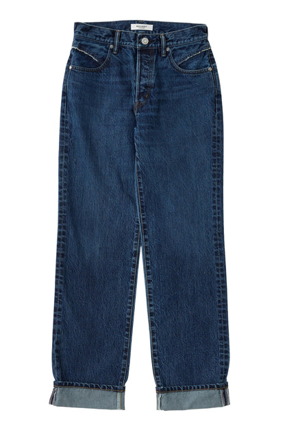 Pair of blue jeans on a white background