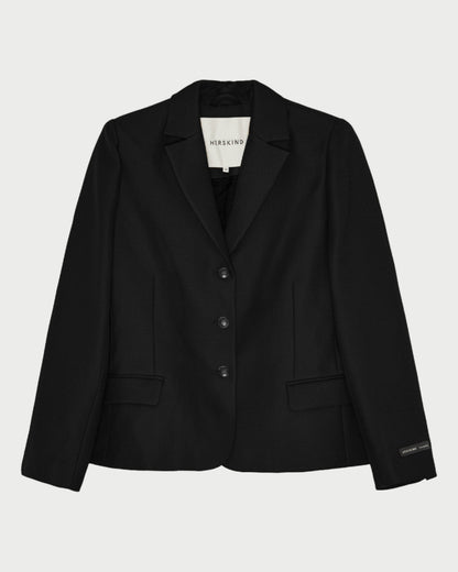 Black blazer on a light gray background