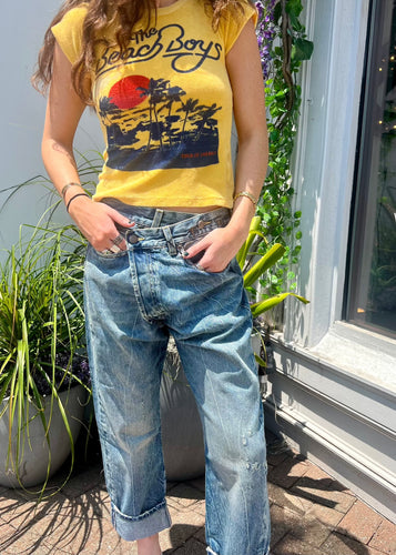 Beach Boys MadeWorn tee and R13 crossover denim, available at west2westport.com