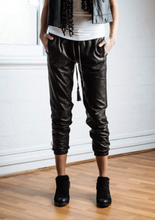 Load image into Gallery viewer, leather drawstring jogger at west2westport.com