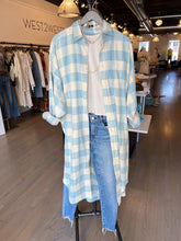 Load image into Gallery viewer, Denimist relaxed shirtdress worn as jacket over moussy jeans and perfect white tee t-shirt at west2westport.com