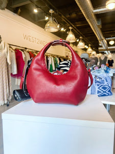 Henry Beguelin Bag in burgundy, available at westwestport.com