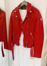 Load image into Gallery viewer, Red MOTO Jacket, Zadig tee and Kelly Skirt, all available at west2westport.com
