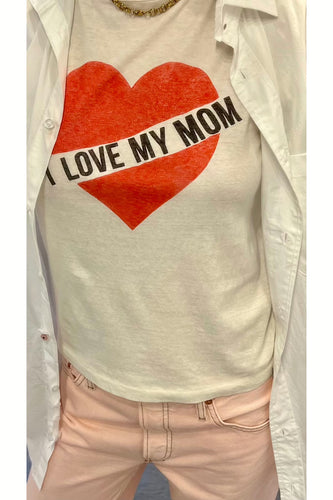 I LOVE MY MOM Re/Done Tee, wear cisco button down, Re/Done Jeans, available at west2westport.com