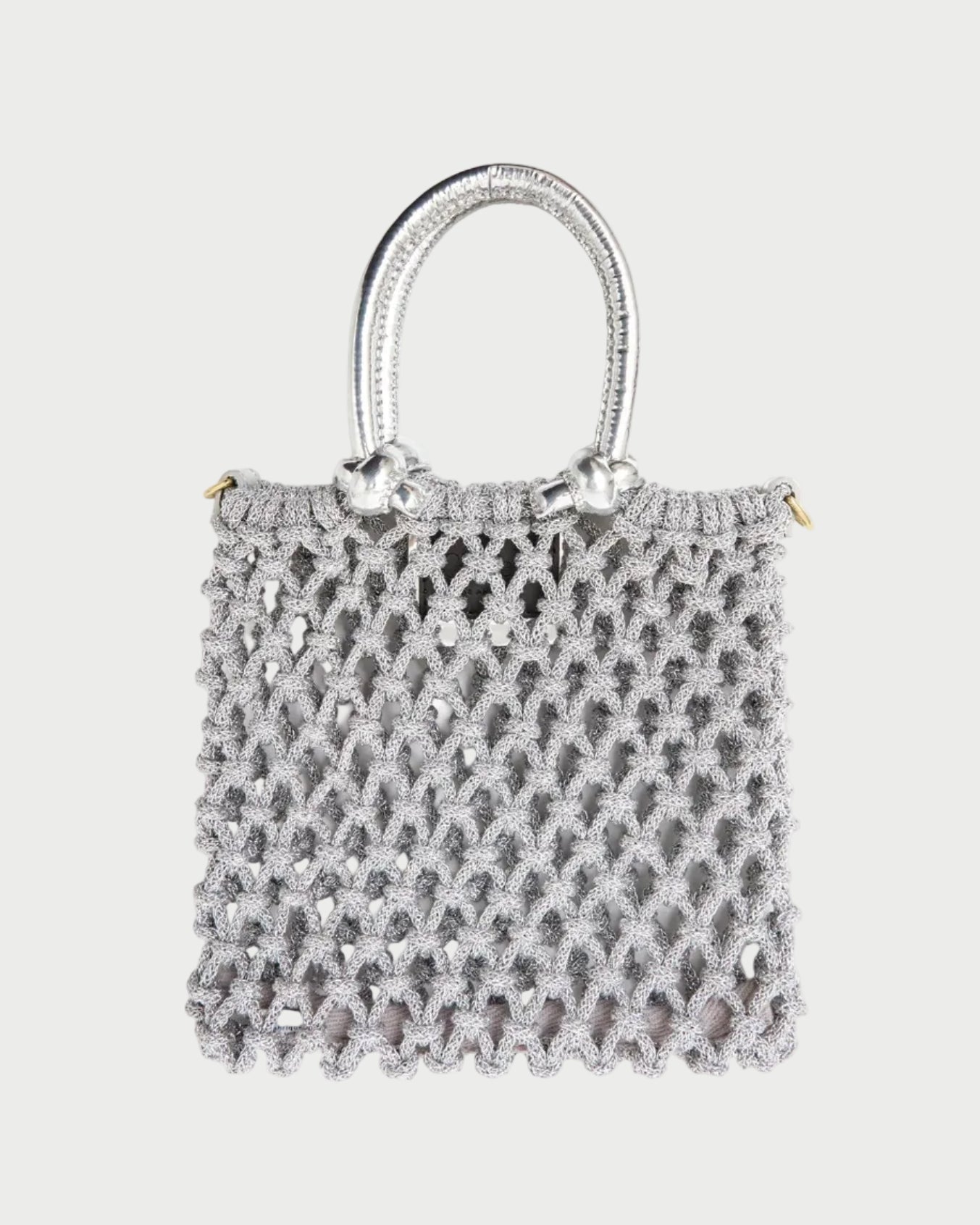 Small textured handbag on a white background