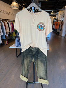 Madeworn Grateful Dead graphic tee with r13 olive coated boyfriend jeans at west2westport.com