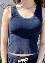 Load image into Gallery viewer, Perfect white tee Cruise tank in navy, available at west2westport.com