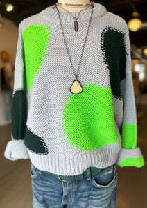 Essentiel Antwerp Jacquard pullover sweater with Dylan James Buddha necklace at westport ct boutique WEST