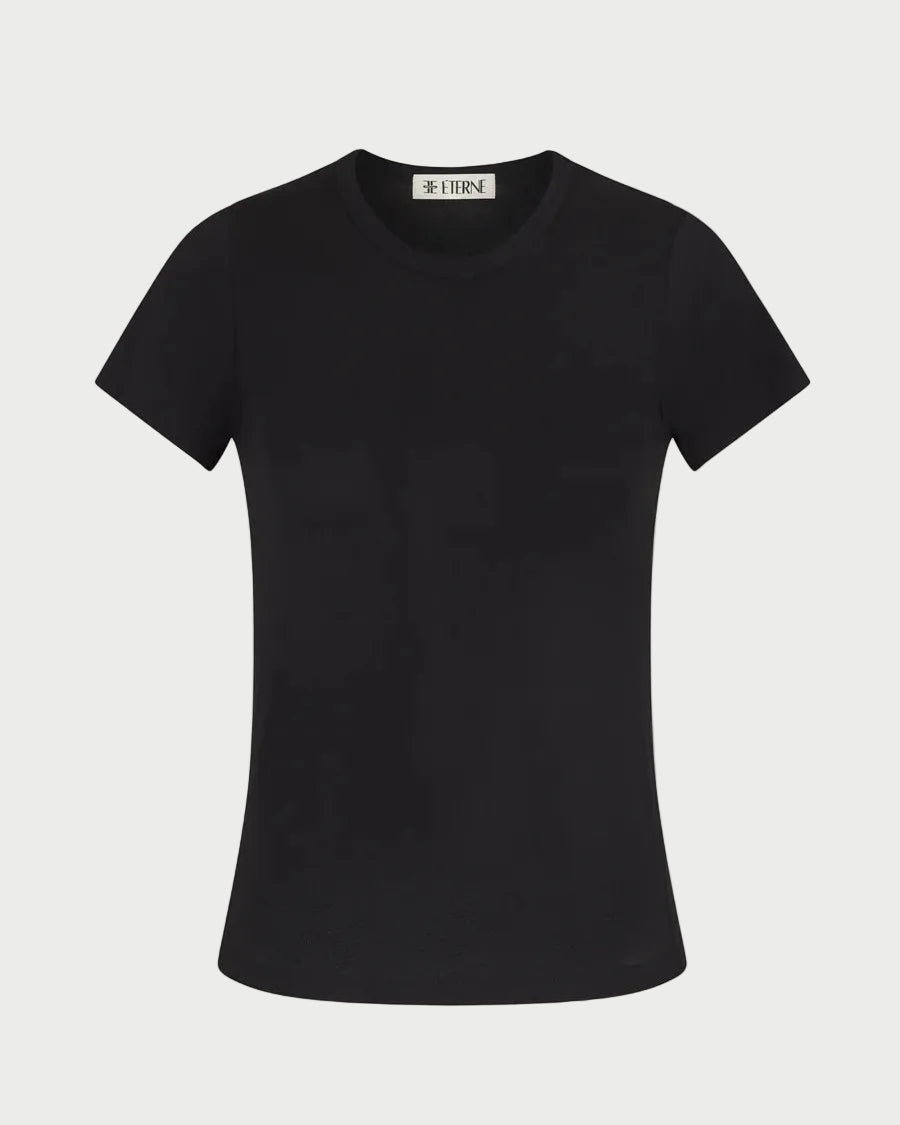 Black t-shirt on a white background