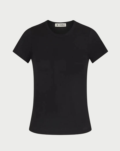 Black t-shirt on a white background