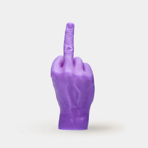 F*ck candle hand in purple at west2westport.com