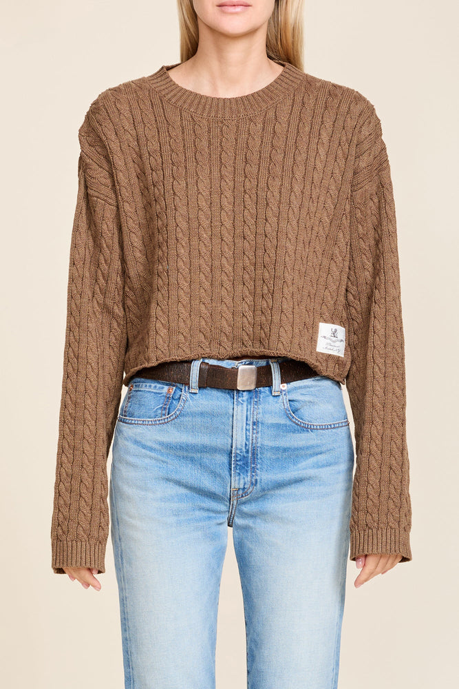cropped cable knit sweater by Denimist at westport clothing boutique WEST