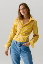 Load image into Gallery viewer, fitted shirt for spring in yellow stripe at west2westport.com