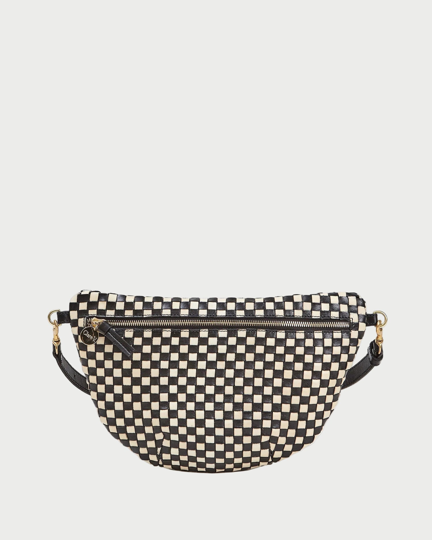 Checkered patterned bag on a white background