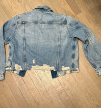 Load image into Gallery viewer, back of the Frame distressed denim jacket at westport ct boutique WEST and online at west2westport.com