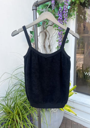 
            
                Load image into Gallery viewer, Black terry cloth tank, available at west2westport.com
            
        