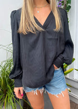 Load image into Gallery viewer, Zadig Voltaire black blouse on top, moussy denim on the bottom, available at west2westport.com