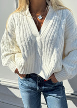 Load image into Gallery viewer, Cable Knit White Sweater, available at west2westport.com
