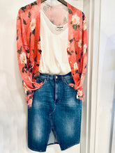 Load image into Gallery viewer, 3x1 denim skirt with r13 distressed cardigan and zadig &amp; voltaire camisole at west2westport.com